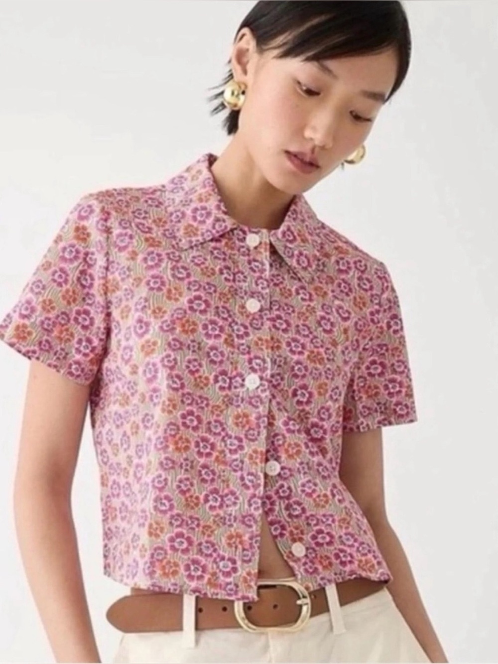 J. Crew Cropped Gamine Shirt Liberty® Ellie Cotton Cropped Modern Women’s Size M